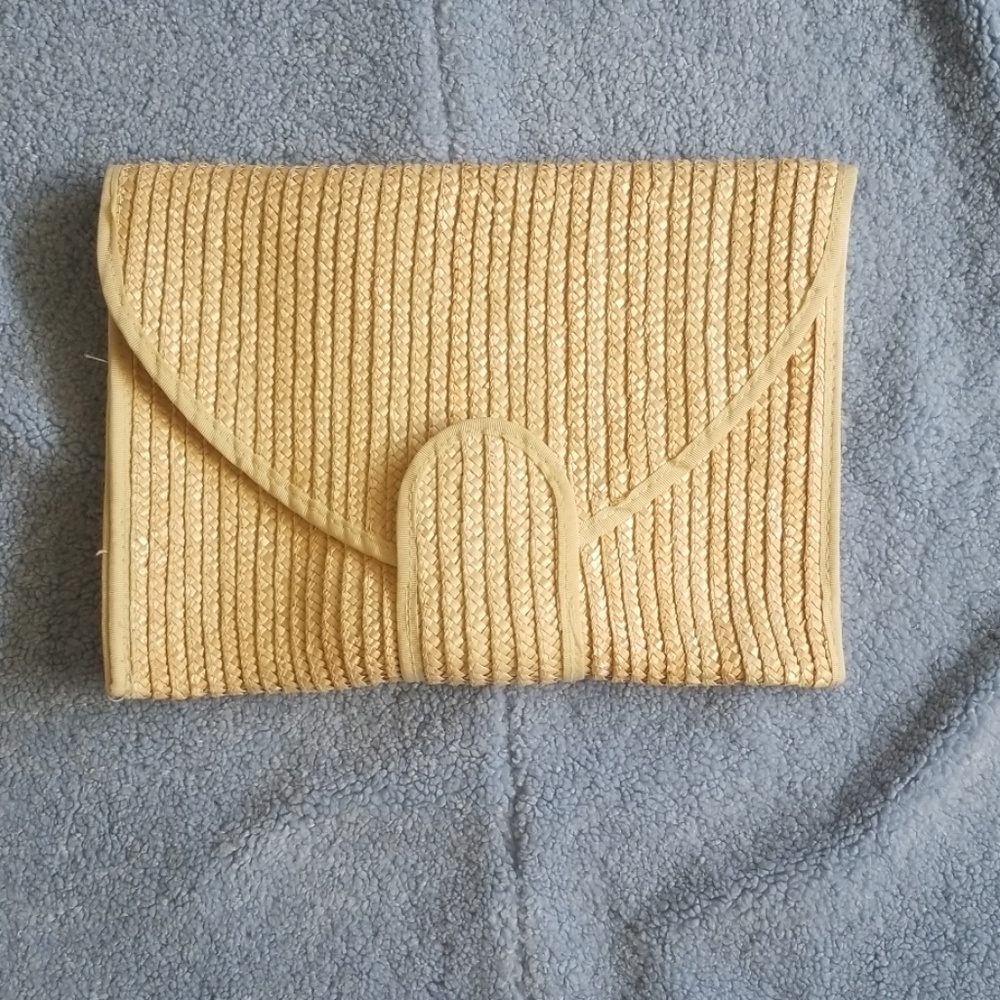 Straw woven thin handbag